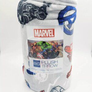 New Marvel Retro Superhero Plush Throw Blanket Spiderman Hulk Thor Kids Gift